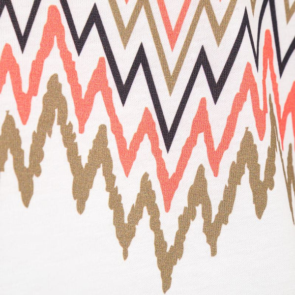 White Irregular Zigzag Print Tee