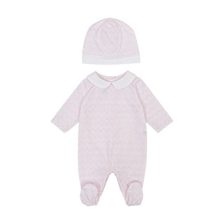 Light Pink Baby Zigzag Footie & Hat Gift Set