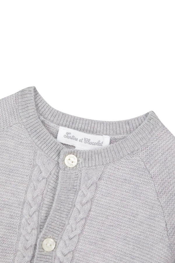 Grey Cableknit Cardigan