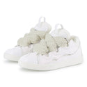 White Curb Leather and Textile Sneakers