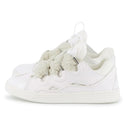 White Curb Leather and Textile Sneakers