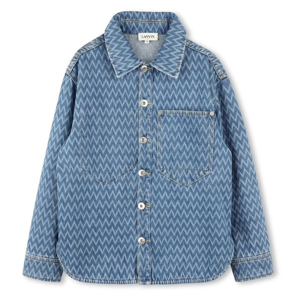 Blue Denim Herringbone Button up Shirt