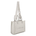 Off White and Beige Herringbone Shopper Tote