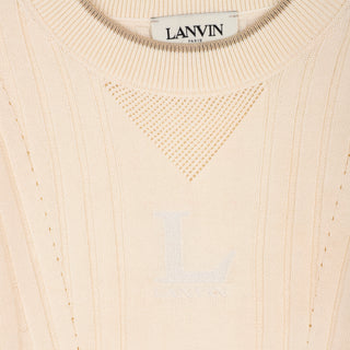 Cream Short Sleeve Knit Sweater