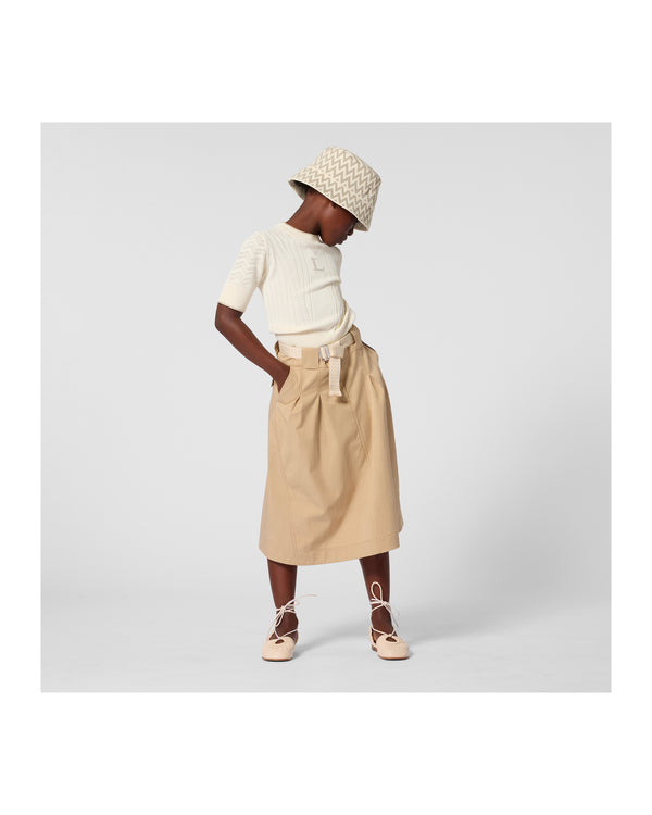 Cream Short Sleeve Knit Sweater