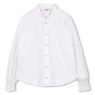 White Poplin Button Up Blouse