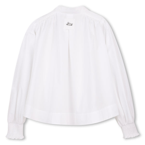 White Poplin Button Up Blouse