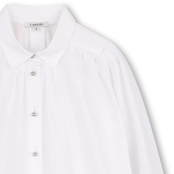 White Poplin Button Up Blouse