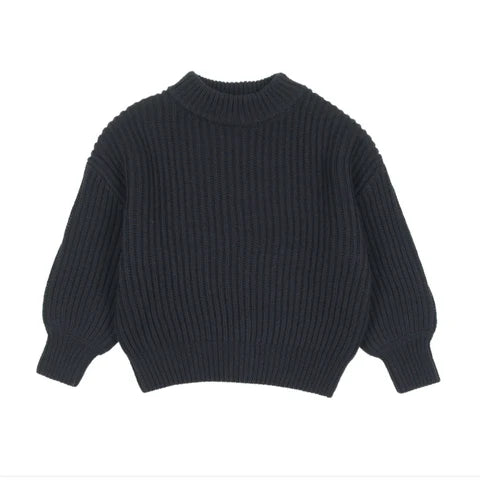 Navy Fisherman Ribbed Sweater