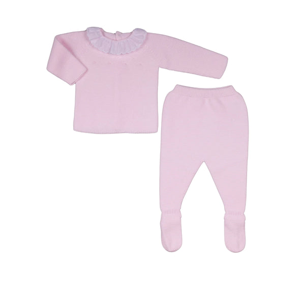 Pink Naty Cotton Knit Top & Pants Set