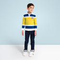 Yellow and White Lac Long Sleeve Polo