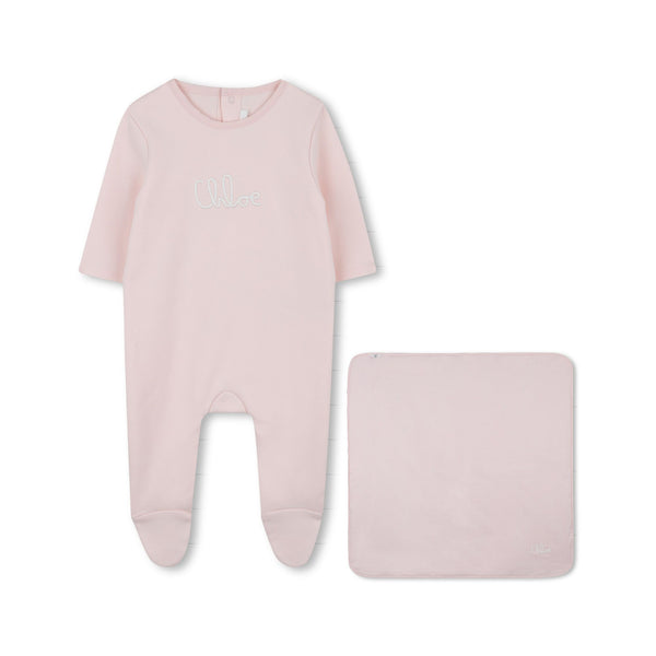 Pink Powder Footie and Blanket