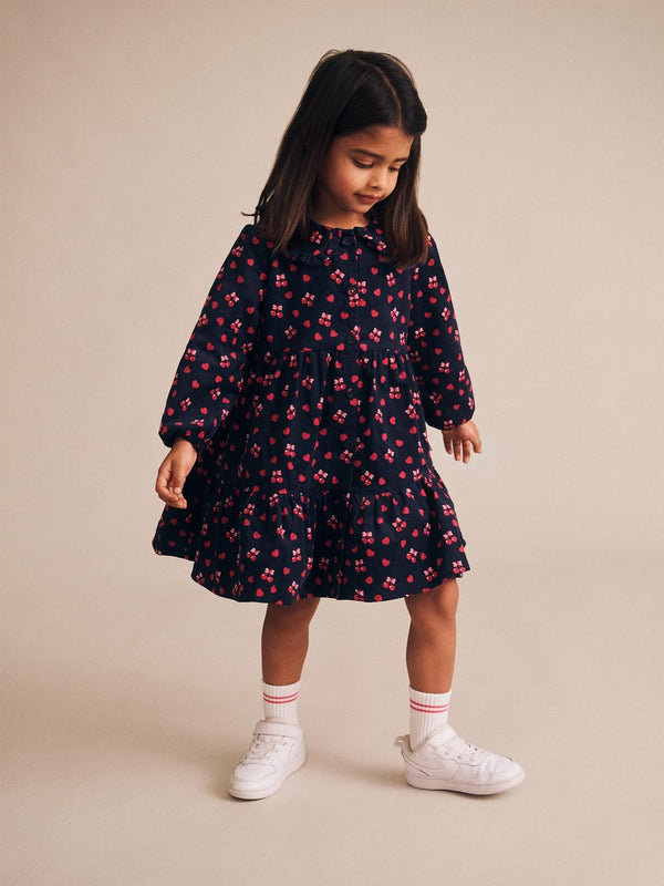 Indigo Cherry Pie Tiered Cord Dress