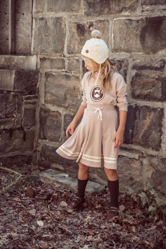 Marled Blush Pleated Sweatshirt Skirt