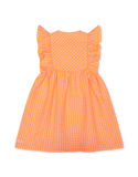 Orange Dajour Gingham Flutter Sleeves Dress