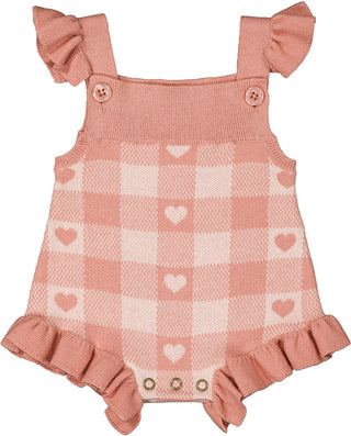 Pink Baby Esmee Gingham Heart Knit Romper