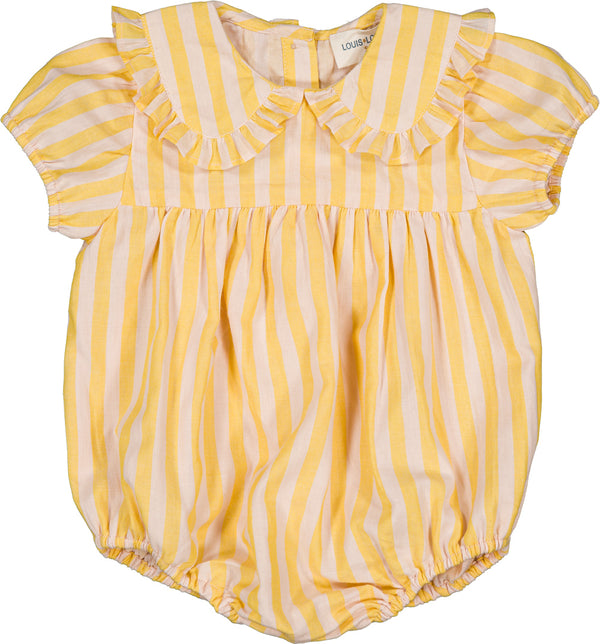 Yellow and Pink Baby Poupette Stripe Romper