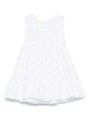 White Sleeveless Daisy Embroidered Dress