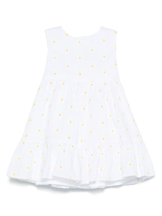 White Sleeveless Daisy Embroidered Dress