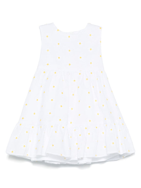 White Sleeveless Daisy Embroidered Dress