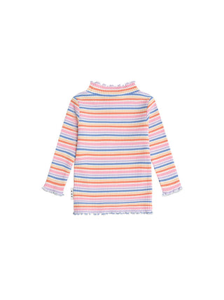 Multicolor Rainbow Ribbed Turtleneck