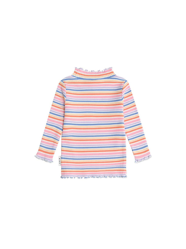 Multicolor Rainbow Ribbed Turtleneck