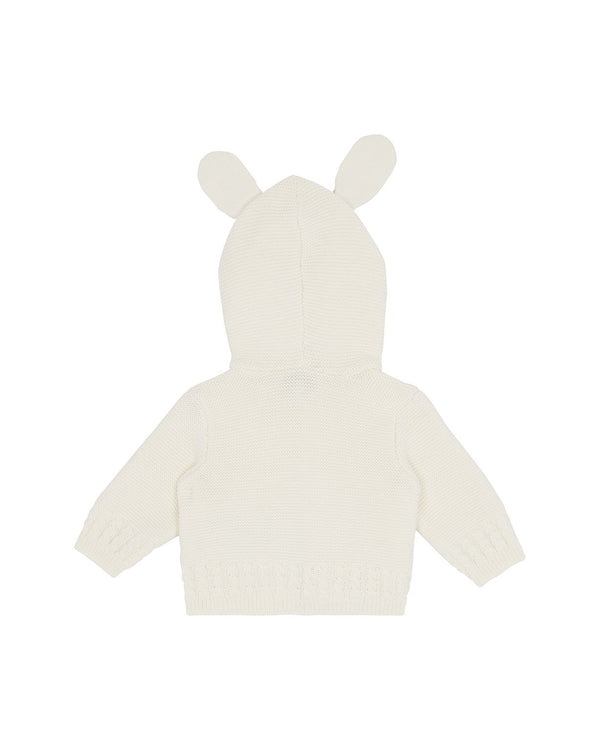 Ivory Knit Hooded Cardigan