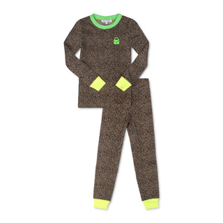 Leopard with Green Trim Pajama Set