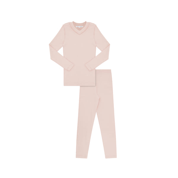 Pink V-neck Pajama Set