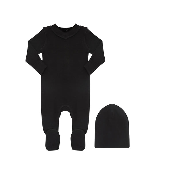 Black V-neck Footie