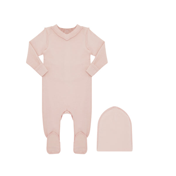 Pink V-neck Footie