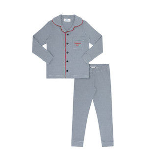 Ivory and Blue Striped Pajama Set