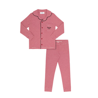 Ivory and Red Striped Pajama Set