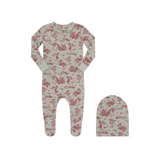 Red Toile Footie