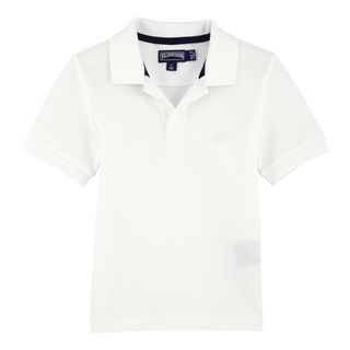 White Cotton Pique Polo