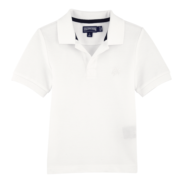 White Cotton Pique Polo