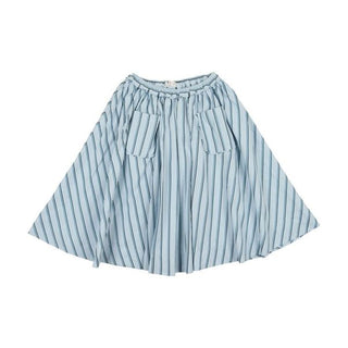 Blue Linear Striped Pocket Skirt