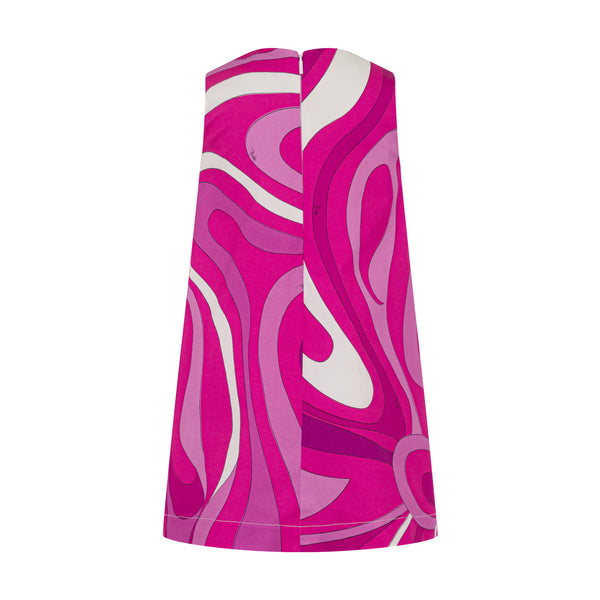 White with Pink Printed Detail Shift Dress