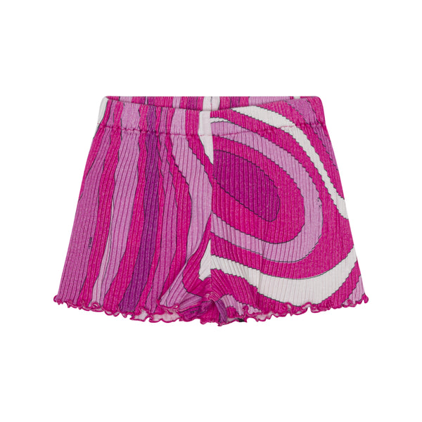 Pink Baby Printed Lettuce Hem Shorts