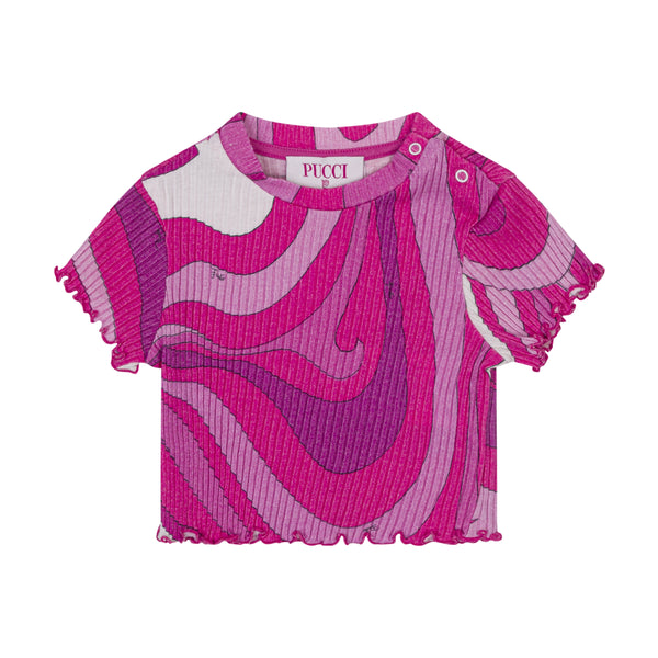 Pink Baby Printed Lettuce Hem Tee