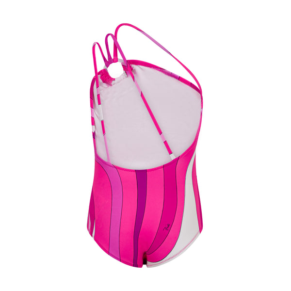 Pink Printed One Shoulder Swimsuit