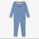Blue N White Striped Pjs with White Contrast Cuffs