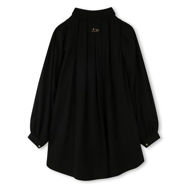 Black Chevron Collared Flowy Dress