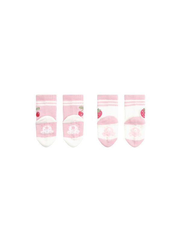 Pink and White Fruit 2pk Ankle Socks