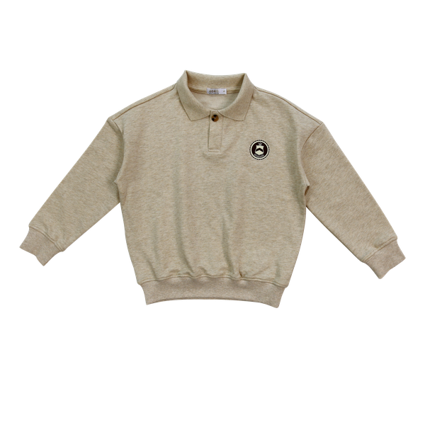 Tan Patch Polo Sweatshirt