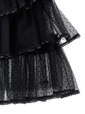Black Tulle Tiered Midi Skirt