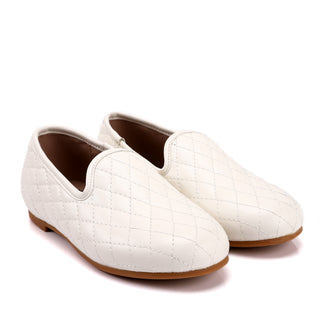 Ivory Quilted Loafer Shoes
