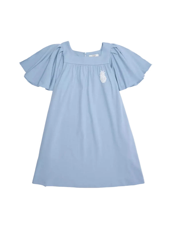 Blue Logo Scallop Hem Dress