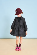 Black Metallic with Bow Party Dress