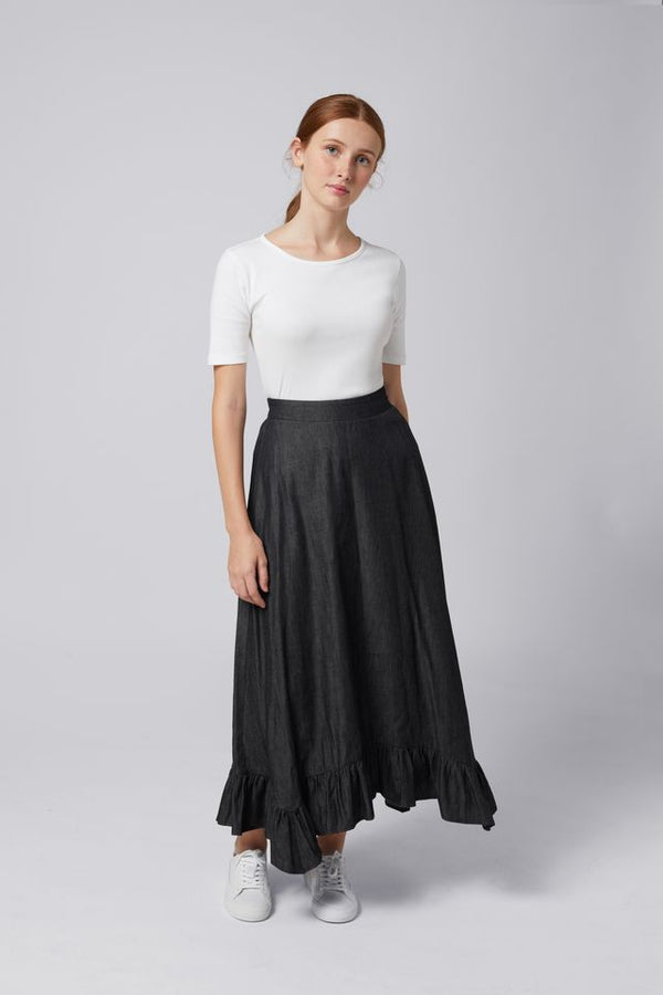 Black Denim Celine Skirt